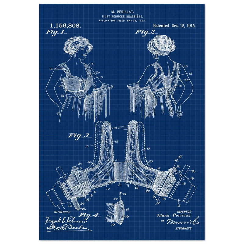 Bust reducer brassiere vintage patent by M Perillat