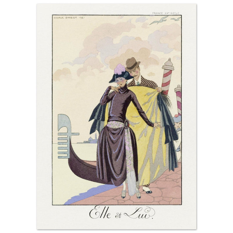 George Barbier Elle et Lui vintage illustration. Falbalas et Fanfreluches: almanach des modes. ,