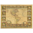 Ancient illustrated map of America. Poster of old cartography of the XVIII Century. Fine art .