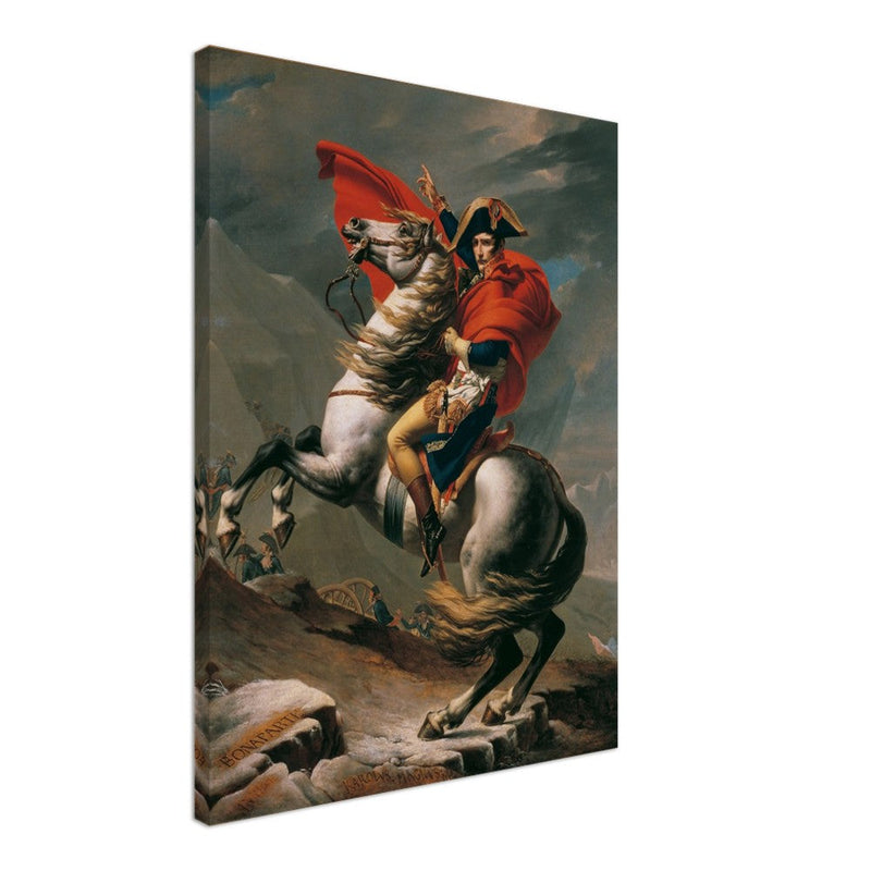 Napoleon at the Great St. Bernard painting by Jacques Louis David 1801.
