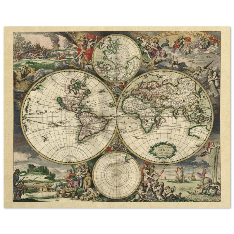 Ancient old world map of 1689 by Gerard van Schagen.