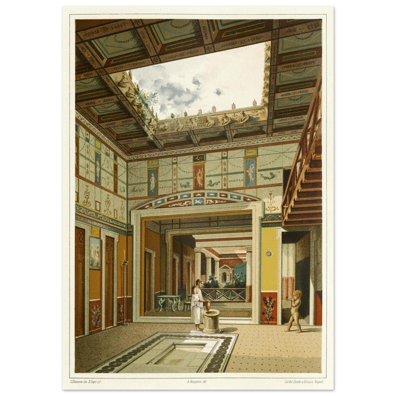 Roman courtyard in Pompeii by G. Discanno book project by Fausto and Felice Niccolini.