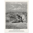 Gustave Dore The Bible engraving print . Samson slaying a lion illustration .