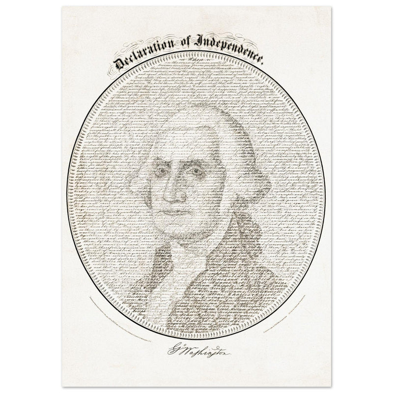Declaration of Independence vintage print reproduction. George Washington president .