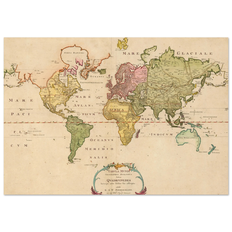 1783 Map of the world showing the distribution of mammals