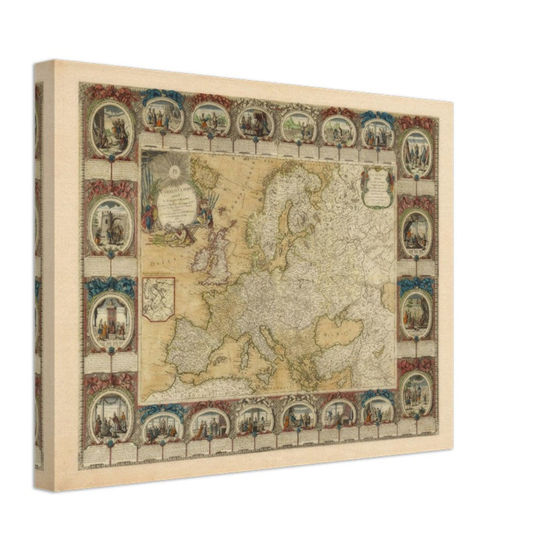 Ancient antique map of Europe. The map is devided in empires and realms.  poster.