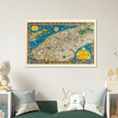 Old map of Manhattan New York City. Antique map reproduction of Manhattan of the 20's
