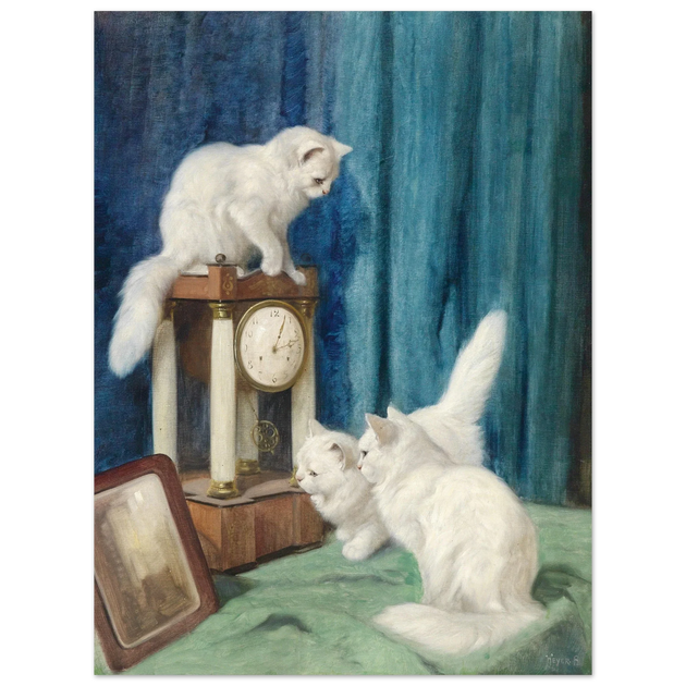 Three curious cats old painting by Arthur Heyer.