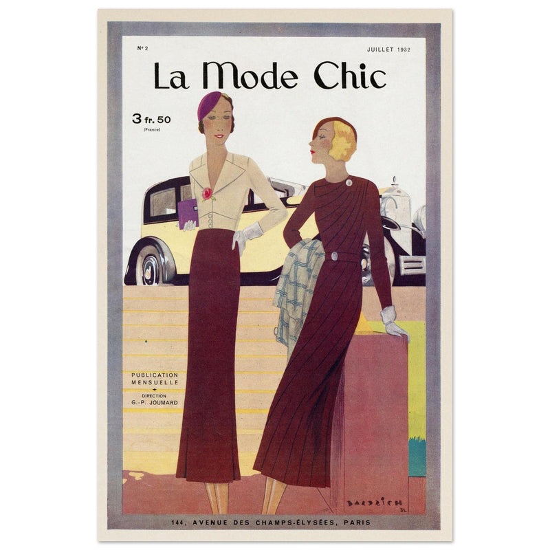 La Mode Chic old vintage fashion magazine cover from the 30s. July 1933.