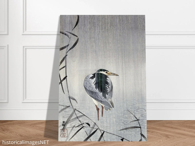 Quack in rain by Ohara Koson woodblock print reproduction.