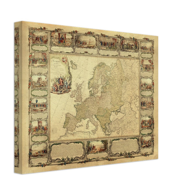 Ancient old map of Europe.  of antique illustrated european map. . XVIII Century