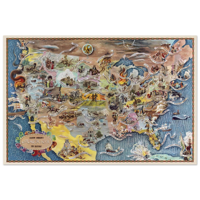 United States historic map of historical events by Aaron Bohrod