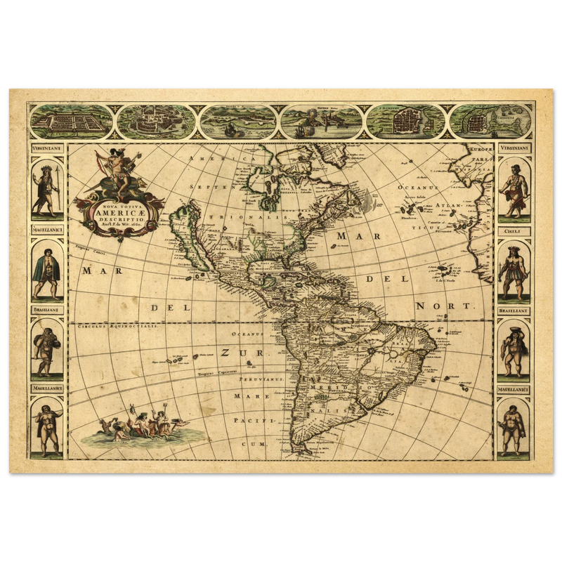 Ancient map of America. Nova Totius Americae Descriptio by Frederik de Wit