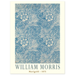 William Morris Marigold art print. Vintage wallpaper reproduction. Blue floral pattern.