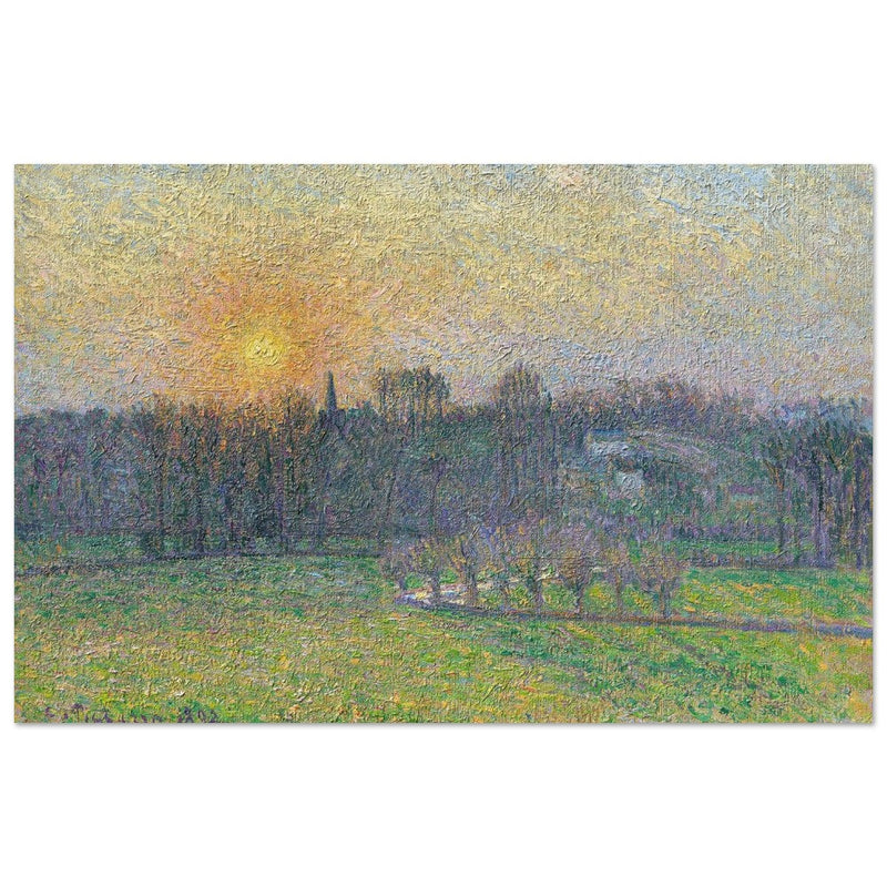 View of Bazincourt Sunset by Camille Pissarro