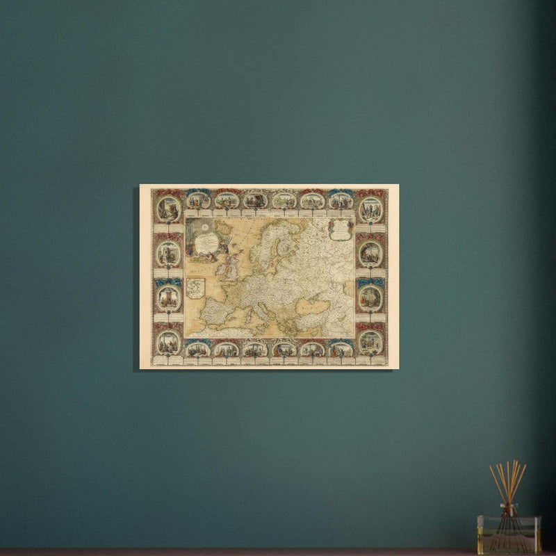 Ancient antique map of Europe. The map is devided in empires and realms.  poster.