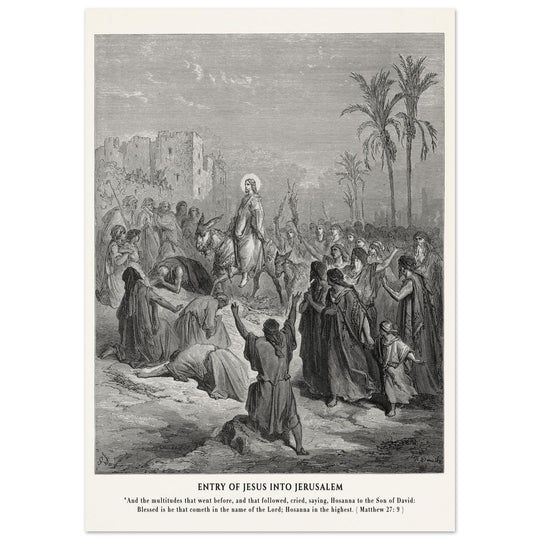 Gustave Dore The Bible engraving print . Entry of Jesus into Jerusalem .