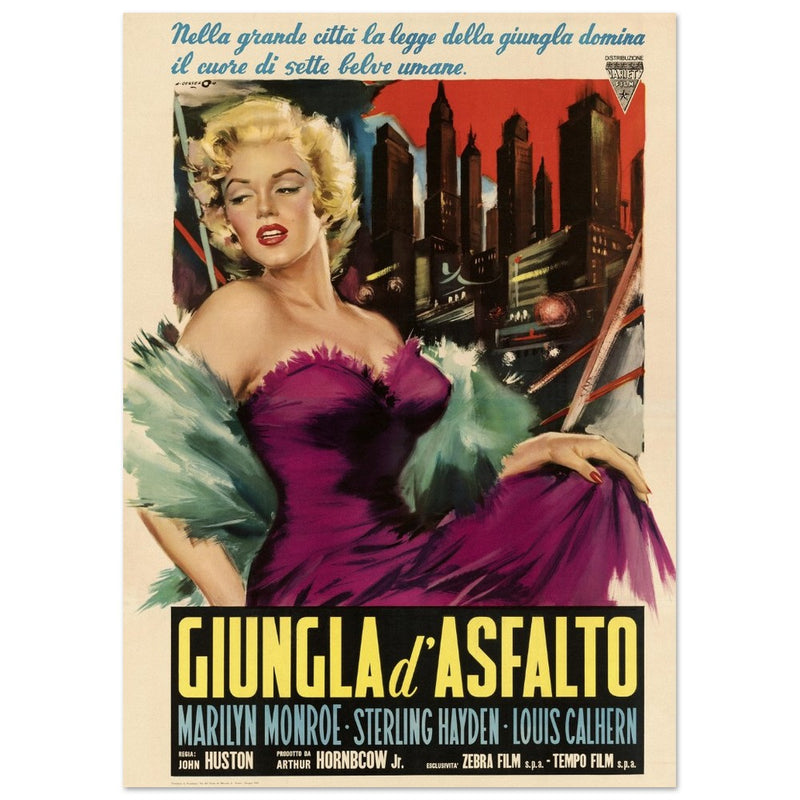 Giungla d' Asfalto ( The Asphalt Jungle ) historic italian movie poster reproduction.