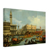 Bucentaur's return to the pier by the Palazzo Ducale. Painter Canaletto 1728. Venice Italy.