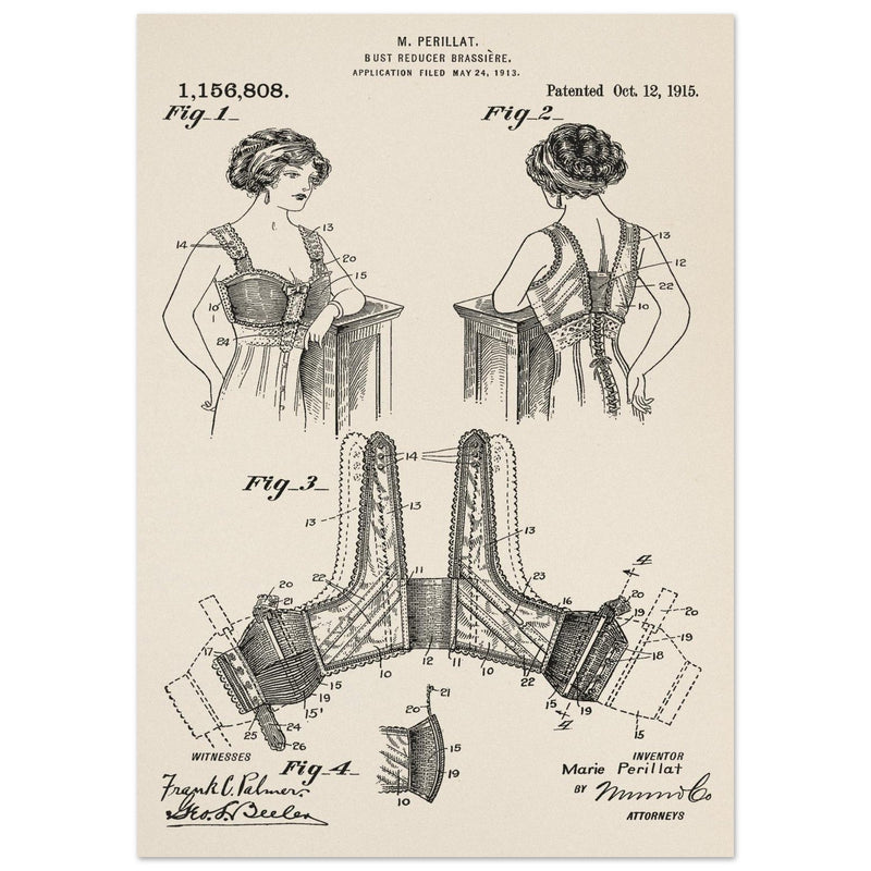 Bust reducer brassiere vintage patent by M Perillat