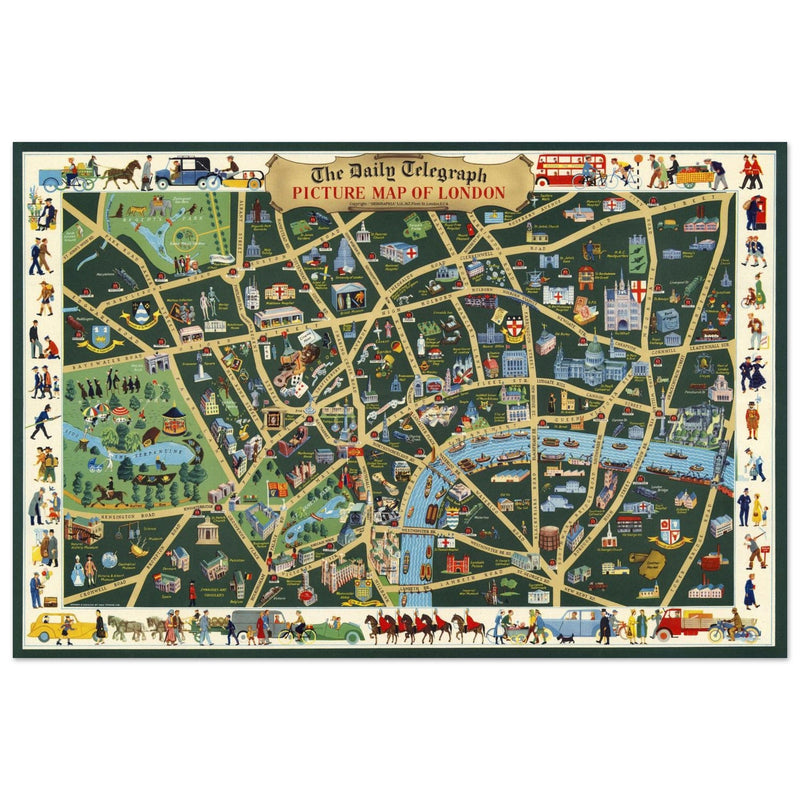 The Daily Telegraph Picture Map of London vintage poster .