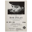 Bob Dylan concert poster in Carnegie Chapter Hall 1961.