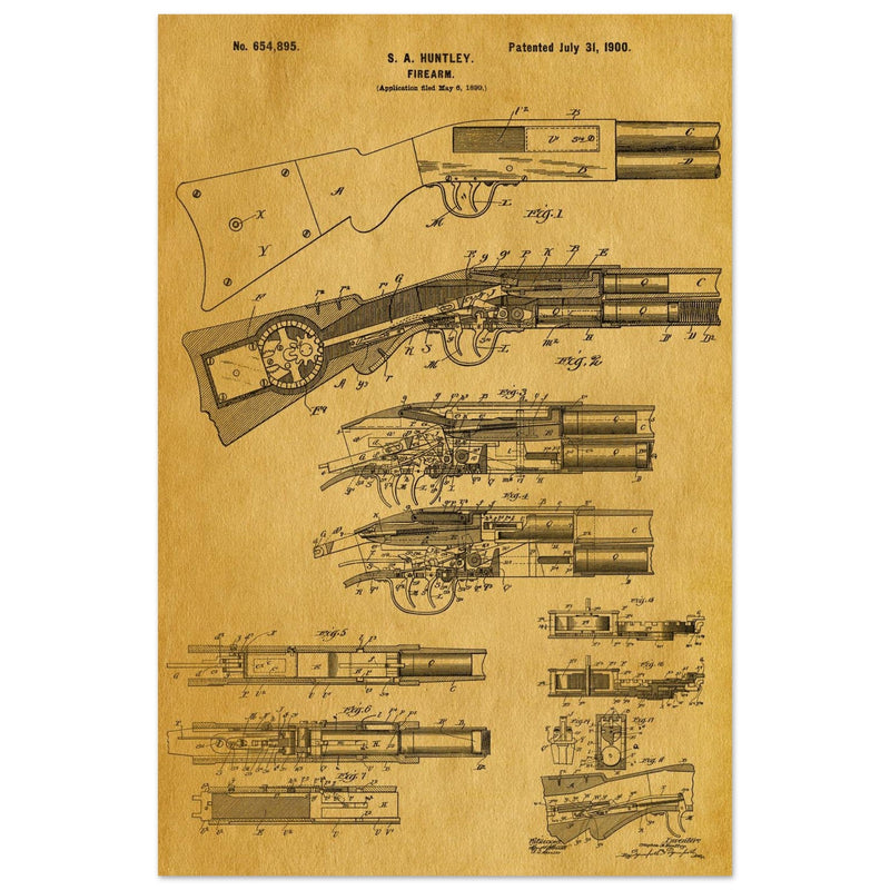 Firearm historic patent 1900. Matte paper