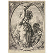 Bacchus in Half-Length by Hendrick Goltzius 1596. Roman God of wine vintage engraving .