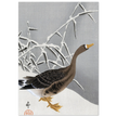 White-fronted goose in the snow by Ohara Koson