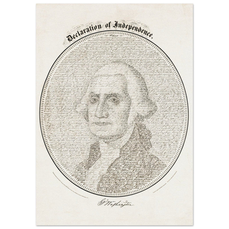 Declaration of Independence vintage print reproduction. George Washington president .