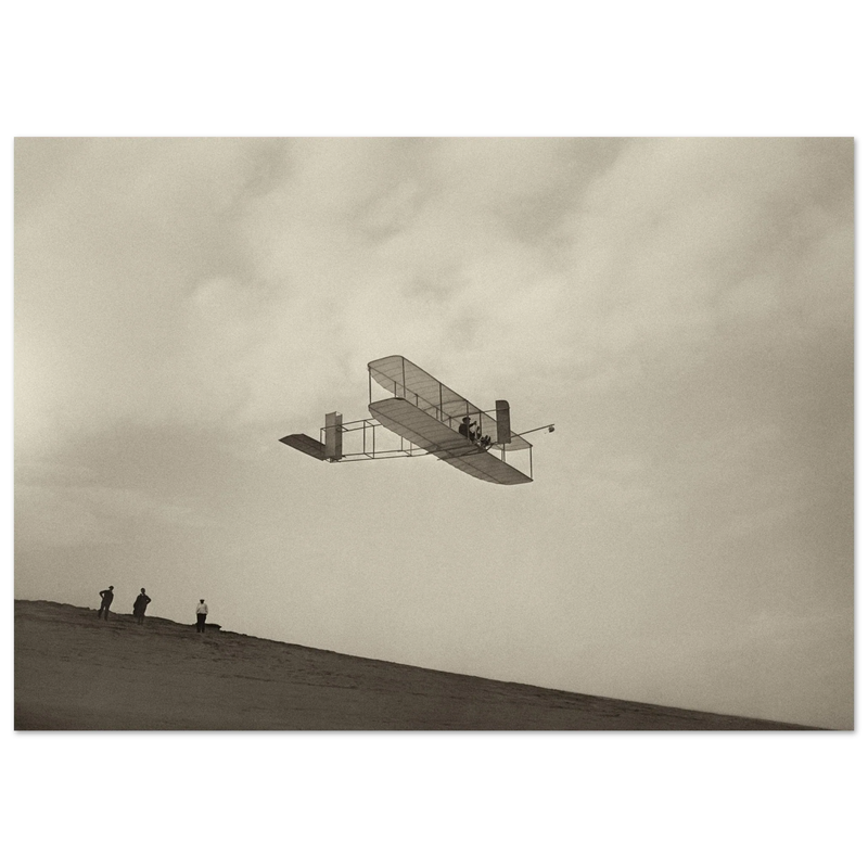 The Wright brothers glider in flight.