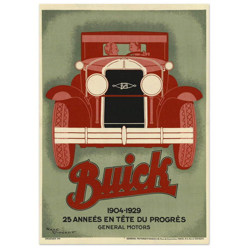 Buick 1904 - 1929 25 années en tete du progres vintage poster by Vincent René.
