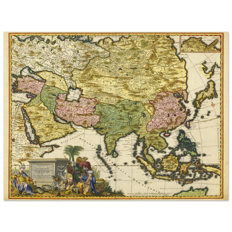Asia vintage map by Carel Allard XVII century old cartography.