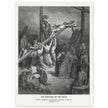Gustave Dore The Bible engraving print . The Crucifixion  illustration .The erection of the cross.