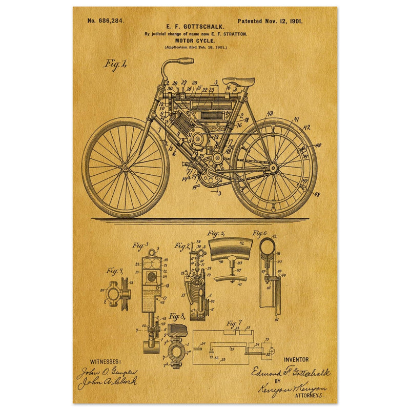 Motorcycle old patent 686284 by Gottschalk