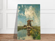Old dutch windmill painting by Paul Gabriel XIX Century.