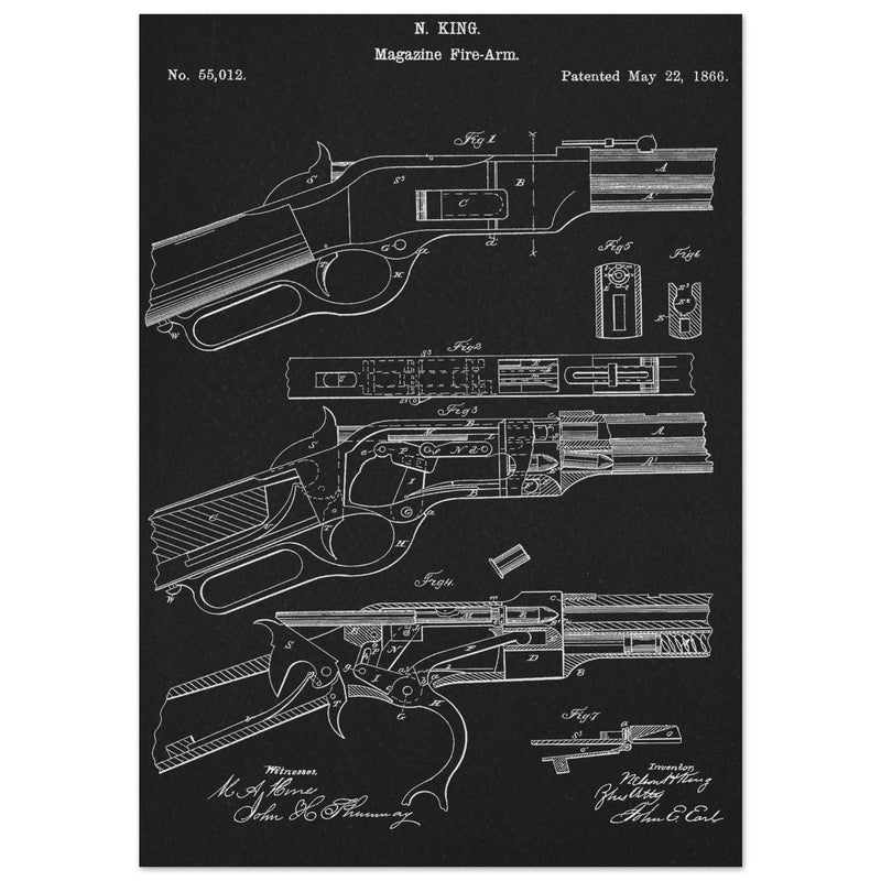 Magazine Fire arm patent 55012 by N kinf.