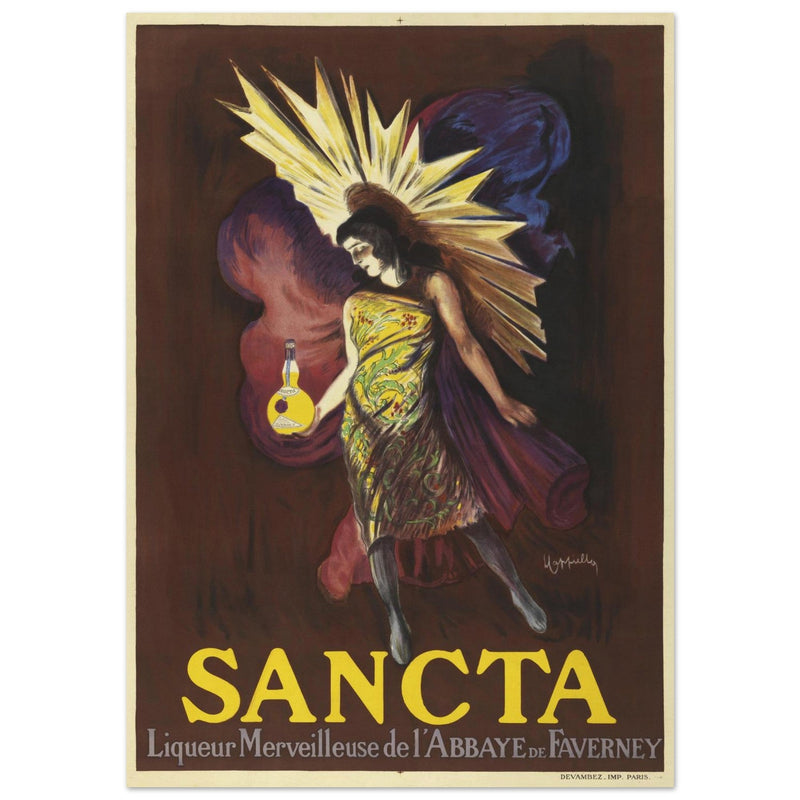 Sancta Liqueur French vintage advertising poster by Leonetto Cappiello.