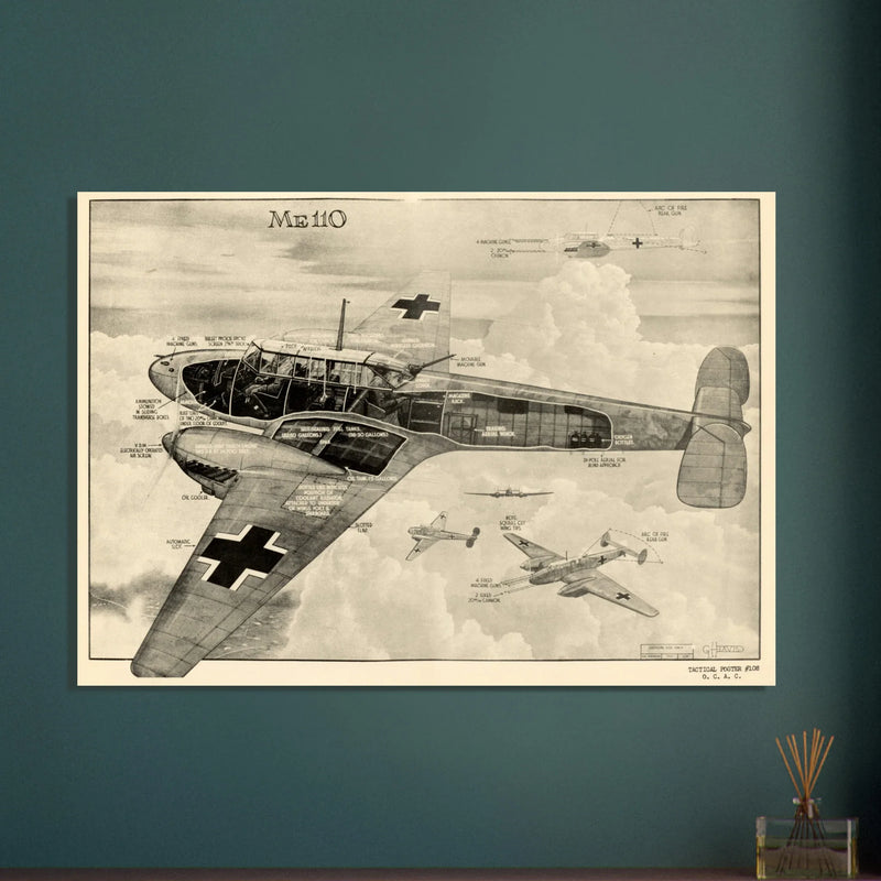 Messerschmitt Bf 110 fighter World War 2 poster