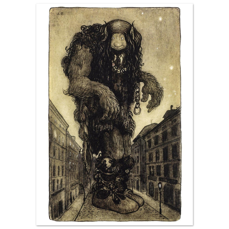 Troll illustration by John Bauer for the fairy tale The Giant that slept Ten Thousand years by Einar Rosenborg. Fine art prin