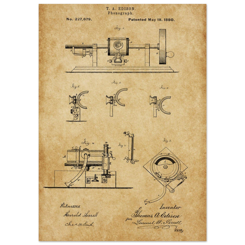 The Phonograph patentby Thomas Alva Edison. Patent 227679