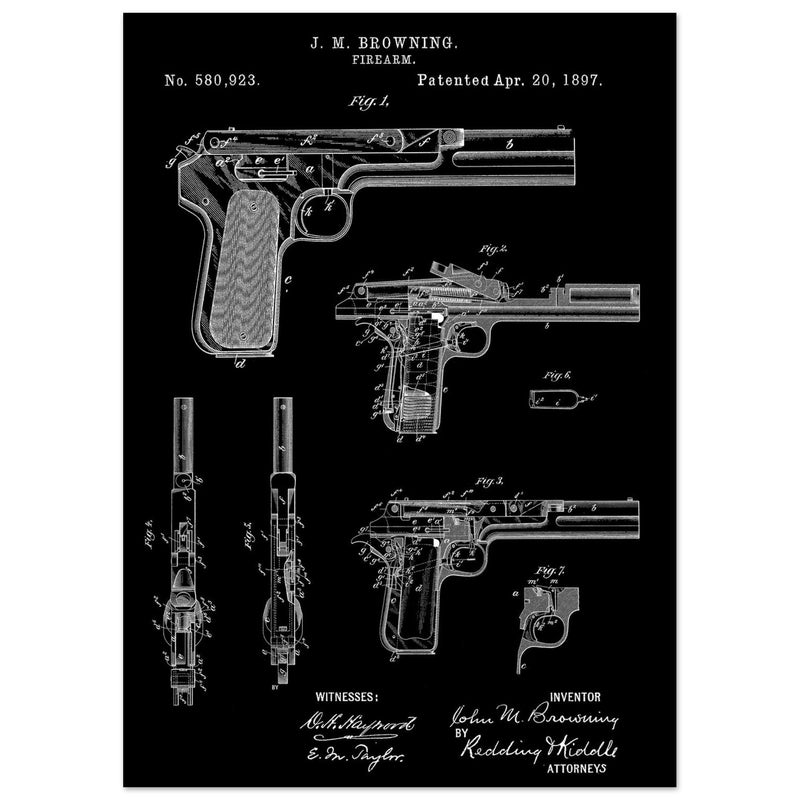 Firearm patent by John Moses Browning 1897 .