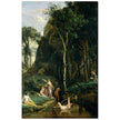 Diana and Actaeon ( Diana Surprised in Her Bath ) by Camille Corot 1836. Antique painting art print. Greek mythology .