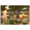 Echo and Narcissus by John William Waterhouse 1903.  from antique painting. Roman mythology.