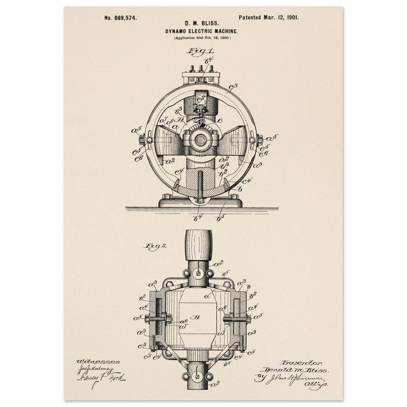 Dynamo electric machine patent by D M Bliss.