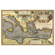 Ancient map of Europe and Asia tracing the sea route to Troy across the Mediterranean sea by Abraham Ortelius
