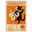 Rabbit and black cat playing banjos together as the cover illustration for The Black Cat Poster reproduction