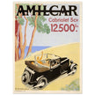 Chazelle advertisng print for Amilcar sports car. Art Nouveau bicycle advertising poster. decoration.