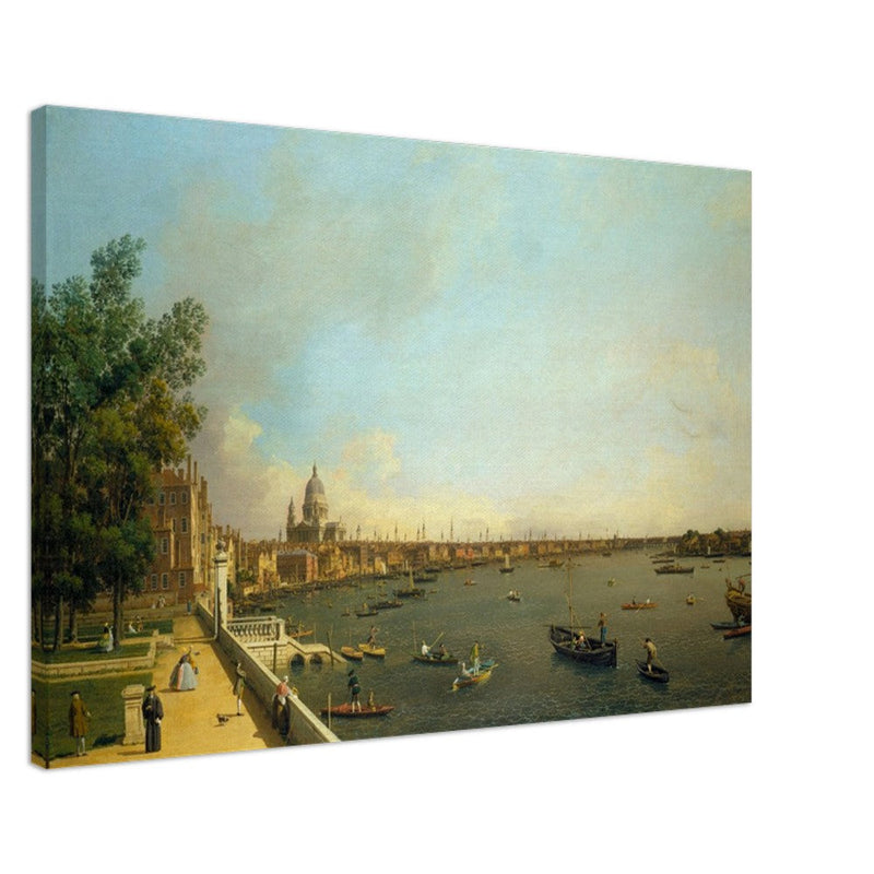 London antique painting by Canaletto 1750 The Thames from Somerset House Terrace towards the City.