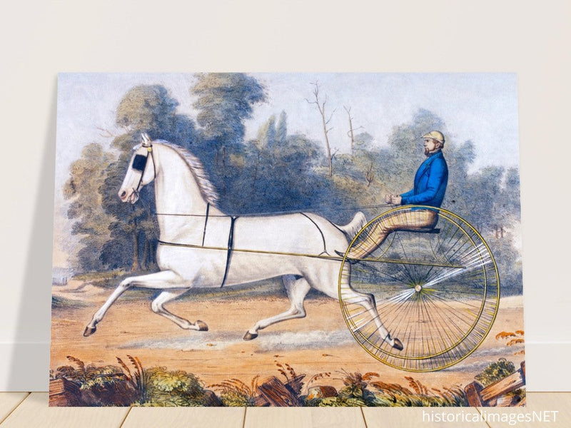 Grey Eagle horse cart antique lithograph by Nathaniel Currier.